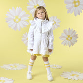 A'Dee Girls White Frill Raincoat